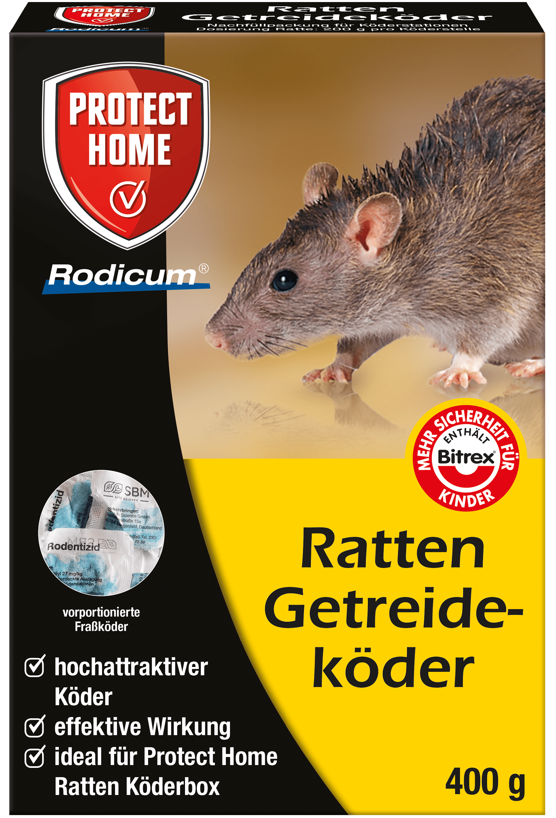 Protect Home Rodicum Ratten Getreideköder 400 g