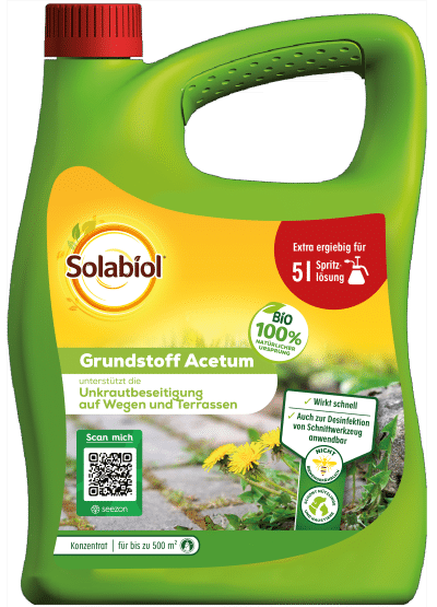 Solabiol Grundstoff Acetum zur unkrautbeseitigung auf Wegen Terrassen Einfahrten 3 L